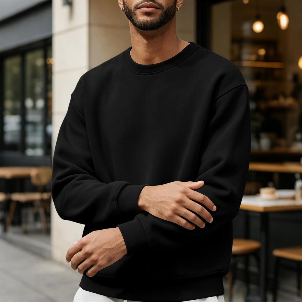 Men's Casual Loose Fit Crewneck Sweatshirt for Fall and Winter