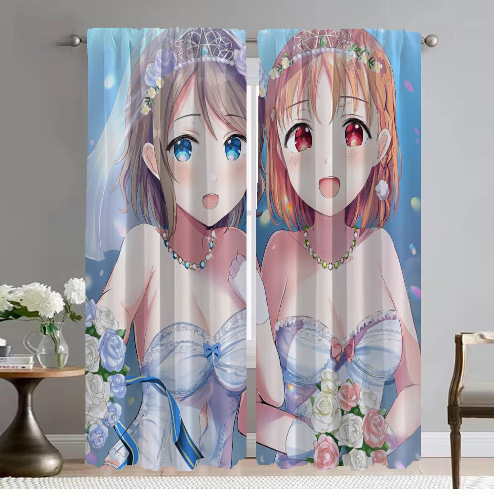 Chika Kara Kita Otoko Elegant Room Curtains 2 Pieces Window Curtain Partition Curtains for Bedroom Halloween Decoration Shades
