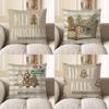 Home Decor Merry Christmas Gingerbread Pillow Cover Pattern Cushion Cover Suitable for Sofa Bedroom Car Pillow Cover