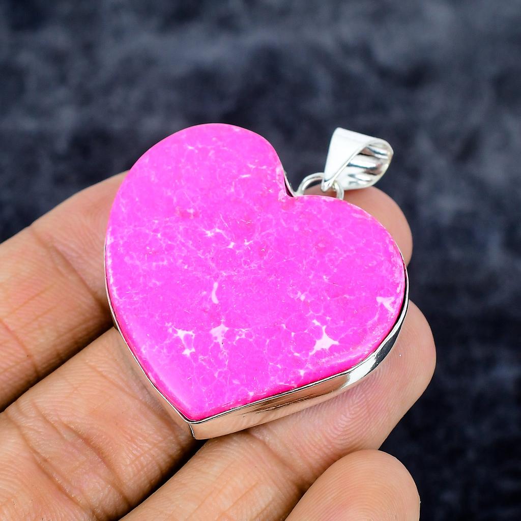 Copper Pink Turquoise Gemstone 925 Sterling Silver Jewelry Pendant 1.89" M-3342