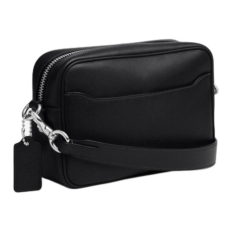 COACH RADIO 23 Silver Hardware Cowhide Camera Bag Shoulder Crossbody Bag Medium Unisex Couple Style Black