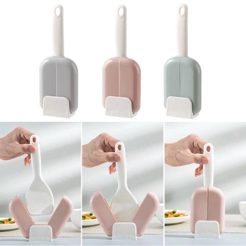 Nonstick Stand-Up Rice Spoon With Automatic Open Dust Cover Heat Resistant Serving Spoon Rice Paddle