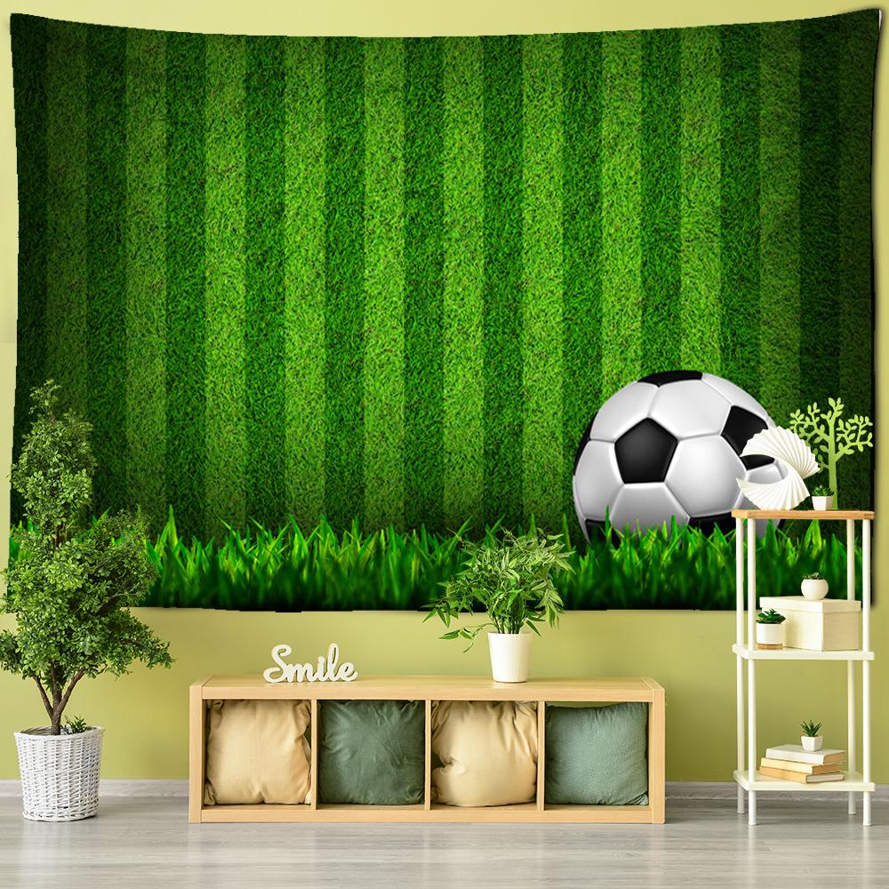 Green Grassland Football Field Tapestry Wall Hanging Spanish Football Carpet Bohemianwind Hippie Room Decor Background Cloth