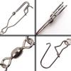 Longline Fishing Tuna Clips Stainless Steel Snap Clips Rolling Swivel Duo Lock Snap with Branch Hanger 15pcs