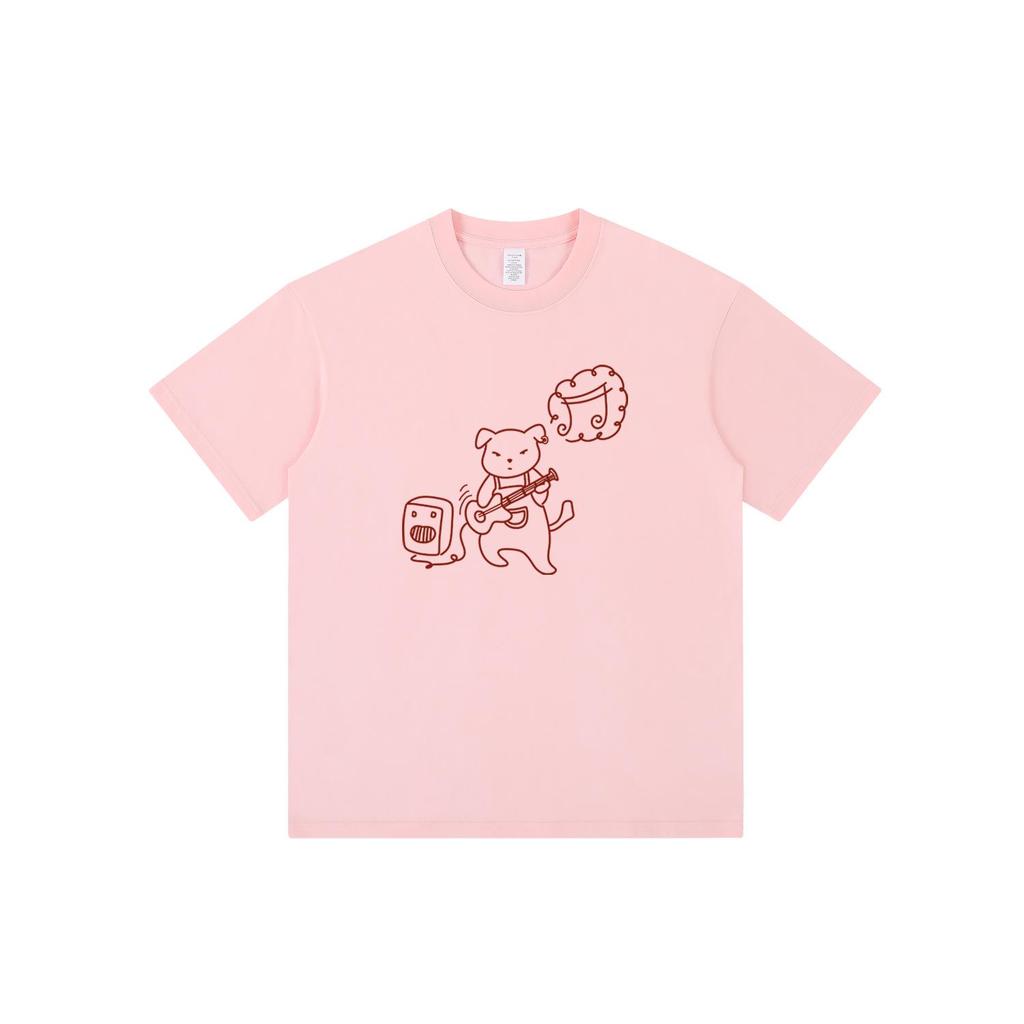 Cartoon Doodle Print Short Sleeve Cotton T-Shirt - Fun & Loose Summer Couple Wear