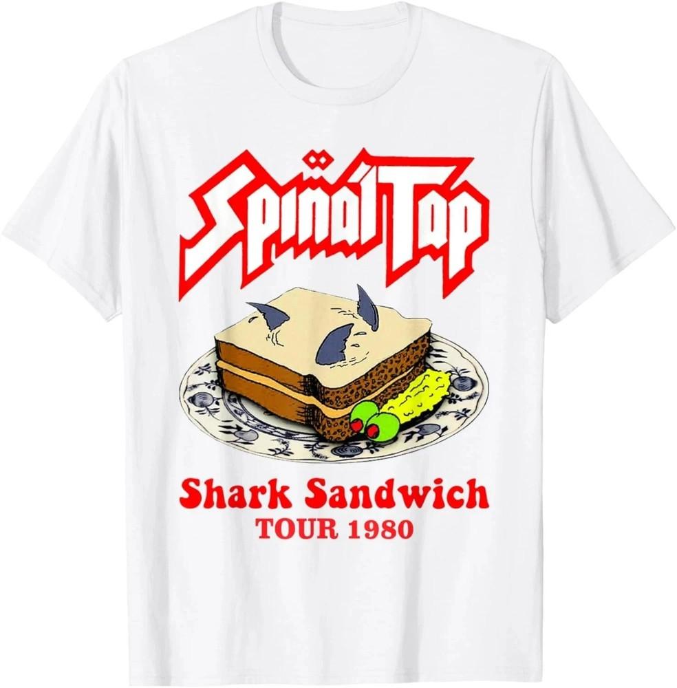 Винтажная футболка с дизайном  Сэндвич с акулой Spinal Tap , смешная, потертая, унисекс, S-5XL XL