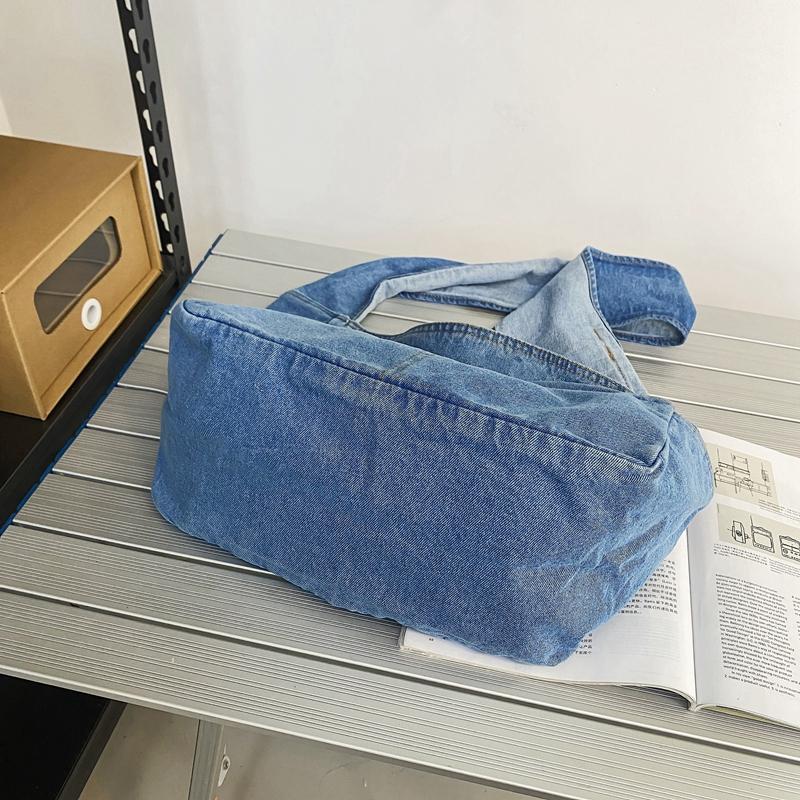 Denim Bag Women's Shoulder Shopping Bag College Student Large Capacity Class Bag