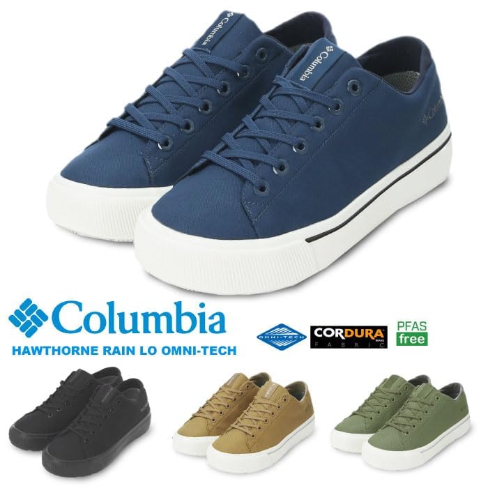 Columbia Hawthorne Rain Low Waterproof YU5270 Size Omni-Tech Sneakers, Waterproof, Breathable, Lightweight, Non-Slip, Low-Top, (010 Black, 28.0 cm)