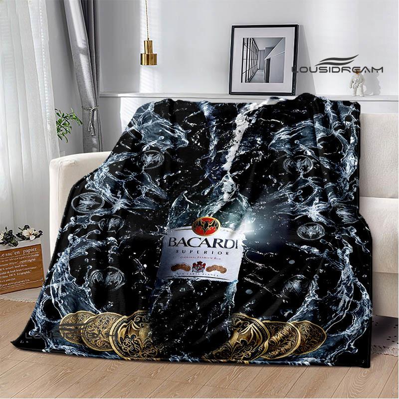

Bacardi LOGO printed blanket Picnic Warm Flannel blankets Outdoor Blanket Home bed linings blankets for beds Birthday Gift 75x90cm