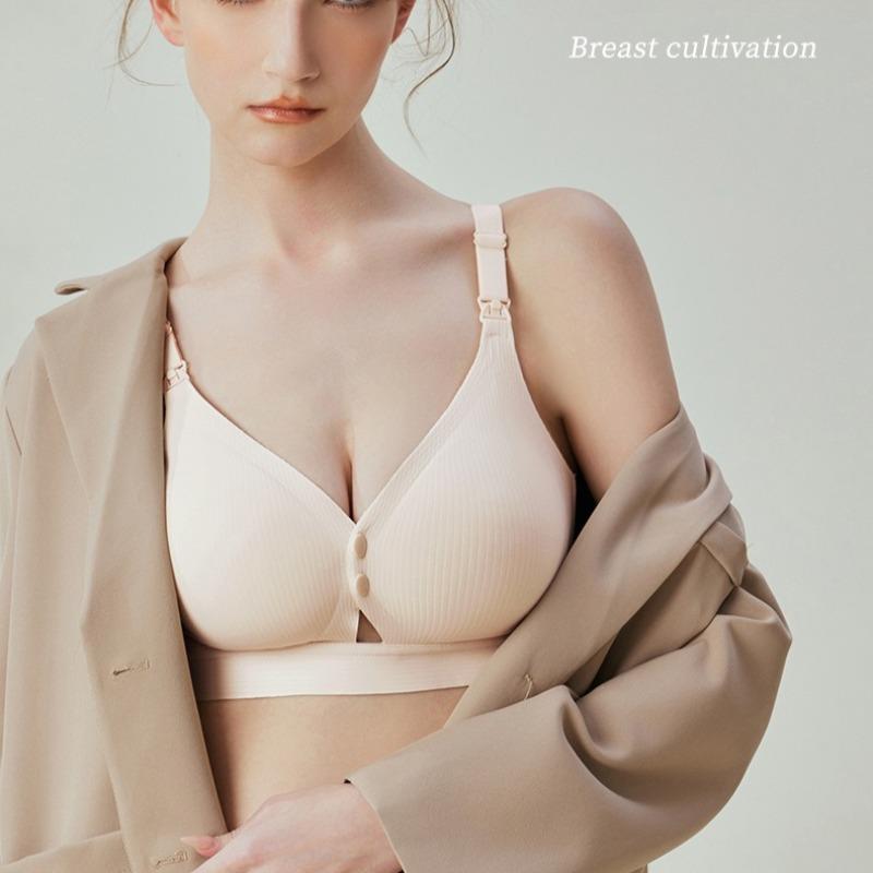 Seamless Maternity Bra with Double Front Clasp High Elasticity Push-up and Nursing Support