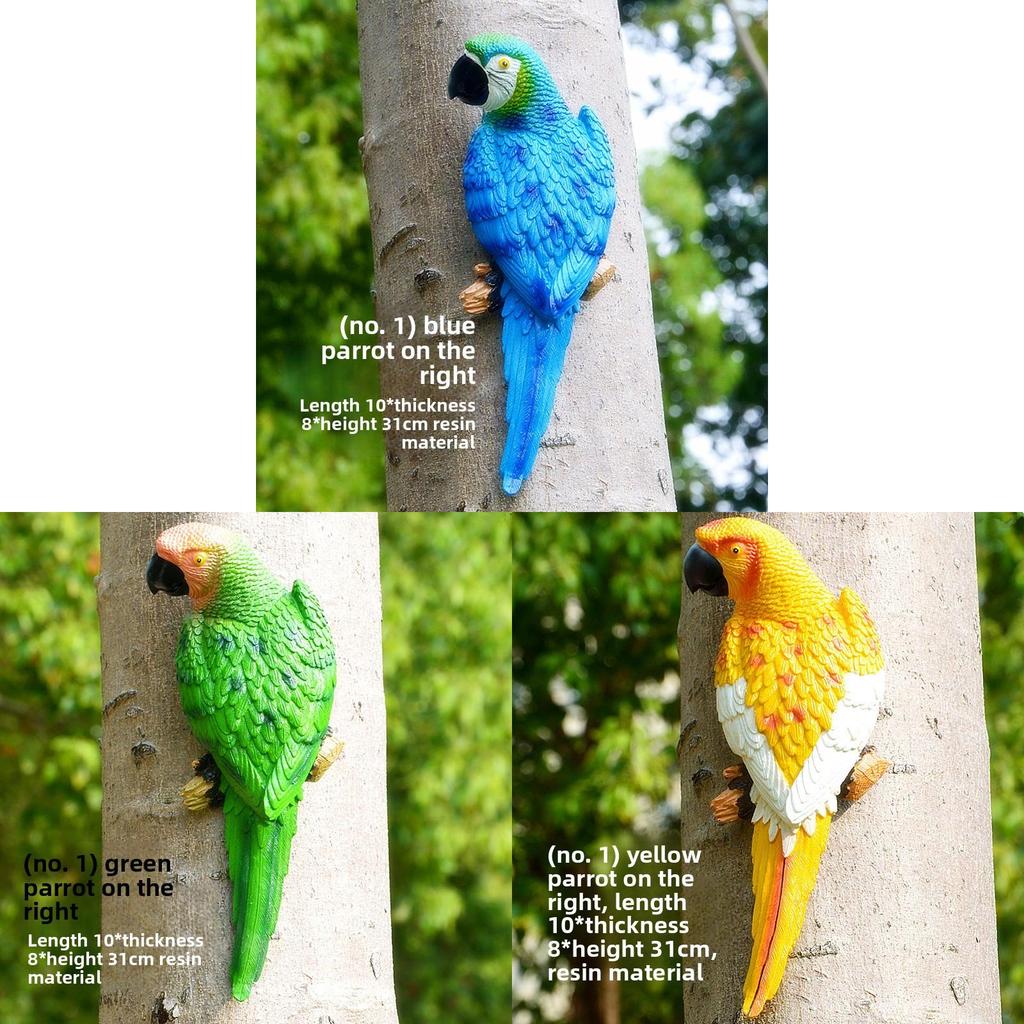 Botanical Resin Parrot Wall Hanging With Garden Style For Nature Decor