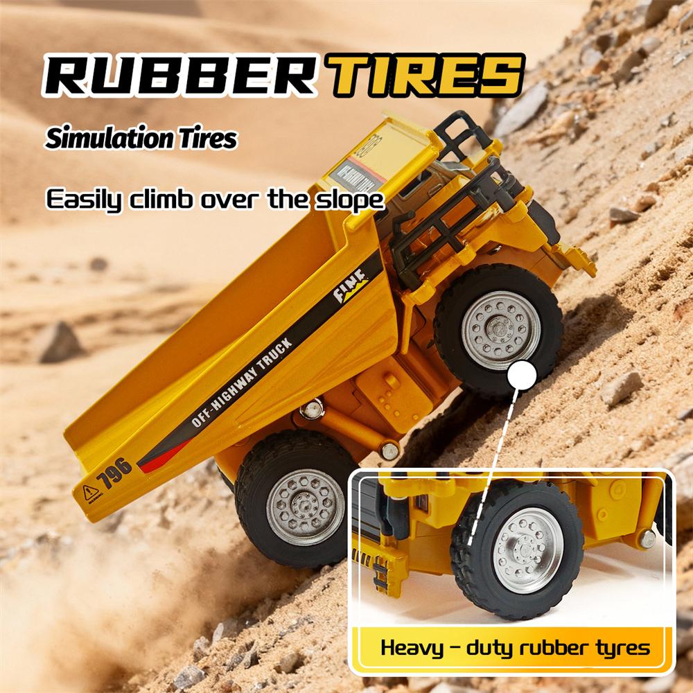 TRASPED HG4-431 RTR 1/64 2.4G Mini RC Car Alloy Dump Truck Support App Remote Controlled LED Light Sound Engineering Vehicle Toy