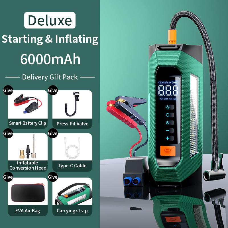 

PS-219 All-in-One Emergency Start 6000mAh Battery Power Supply Vehicle Air Pump Green