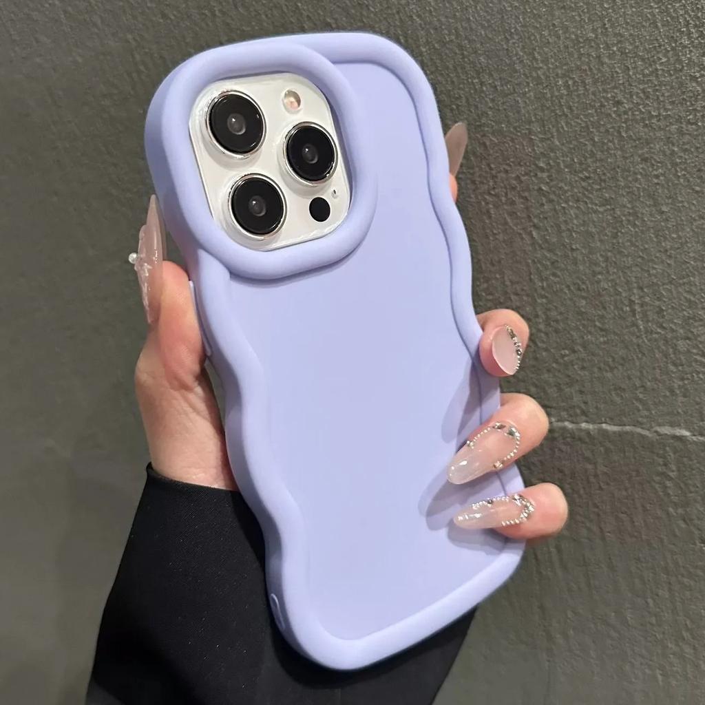 Soft Candy Curly Wave Phone Case For iPhone 11 12 13 14 15 16 17 Air Pro Max 7 8 Plus X XR XS SE Shockproof Bumper Cover Capa