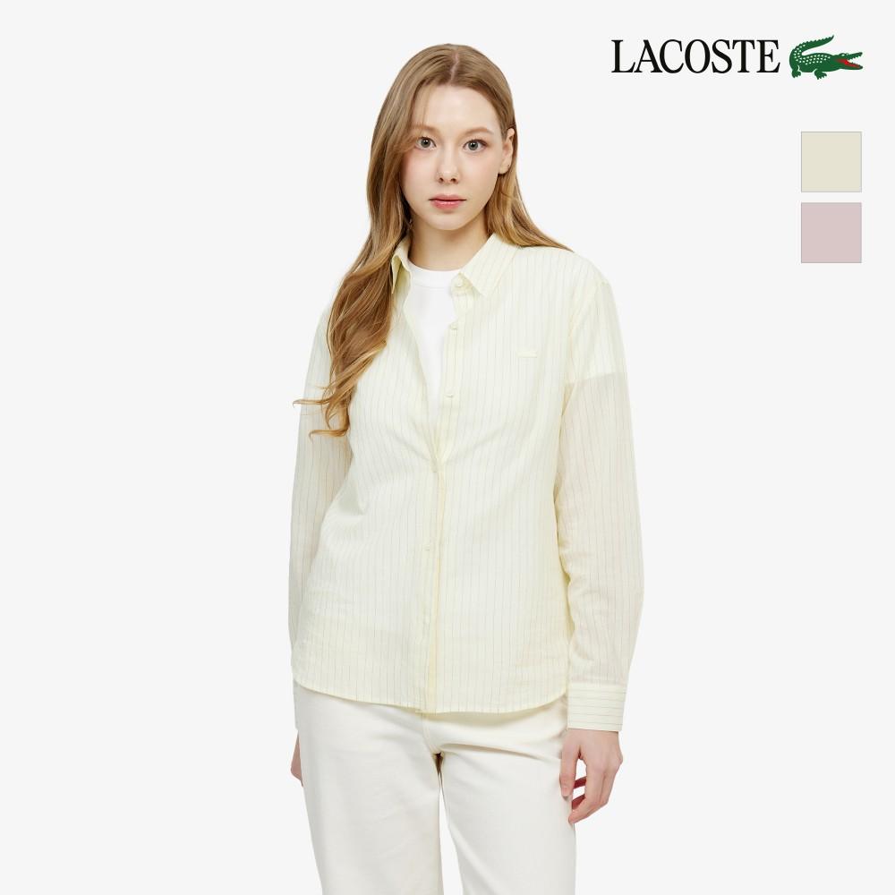 [lacoste] Женская прозрачная хлопковая рубашка в полоску CF871E-56G Light Yellow (107)-034