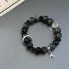 Chinese Style Black Ice Cracking Beaded Bracelet For Men Women Punk Hip Hop Adjustable Handmade Couple Charms Bracelet Jewelry