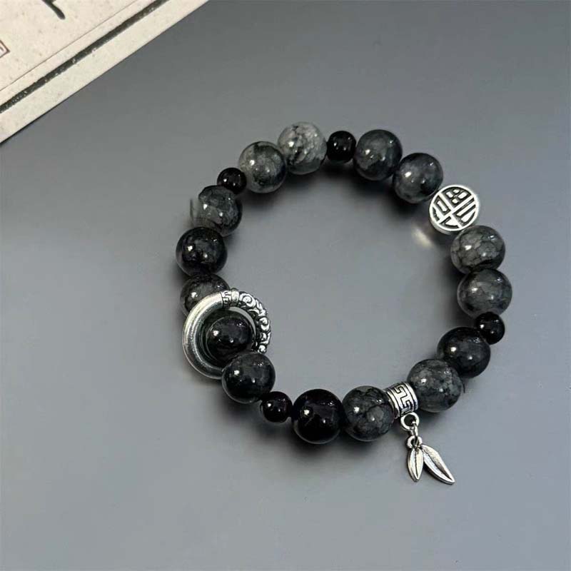 Chinese Style Black Ice Cracking Beaded Bracelet For Men Women Punk Hip Hop Adjustable Handmade Couple Charms Bracelet Jewelry