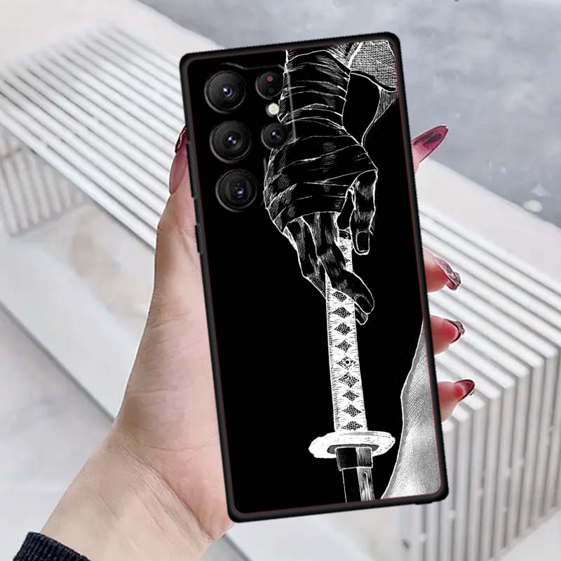 Ancient style swordsman For Samsung Galaxy S26 S25 S24 S23 S22 S21 S20 Ultra Plus FE 5G Black Soft TPU Phone Case