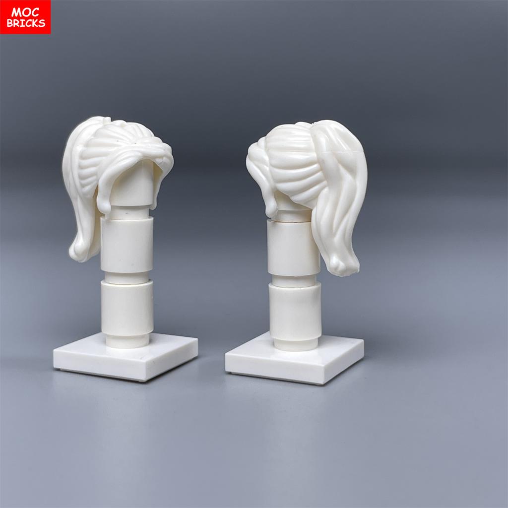 10pcs MOC Bricks Female Hair High Ponytail For 4CM Figure Wear Girl Head Body Parts Accessories DIY Building Blocks Kids Toys