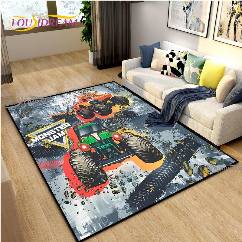 Monster Jam Truck Game Carpet for Living Room Bedroom Rug Kitchen Kids Door Unslip Floor Mat Birthday gift photography props Rug