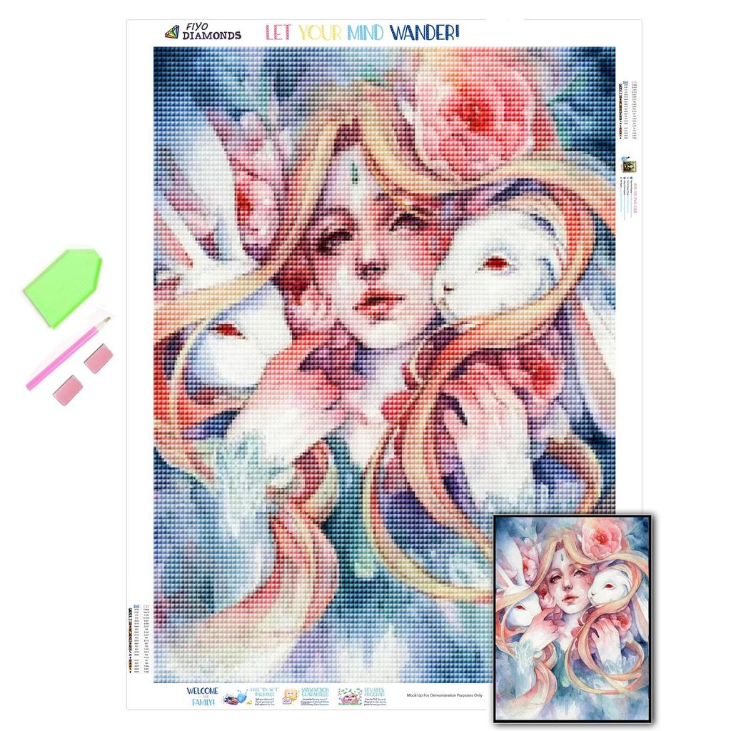 Pictură cu diamant complet pătrat/rotund, flori de animale și fată, broderie cu diamante, iepure alb, imagini cu strasuri, decor mozaic pentru casă