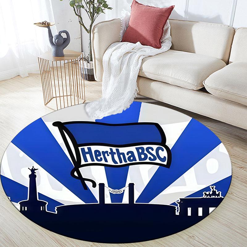 Hertha BSC Berlin Printed Round Rug, Non Slip Washable Circular Carpet For Living Room Bedroom Playroom, Sports Fan Decor, Holiday Birthday Gift