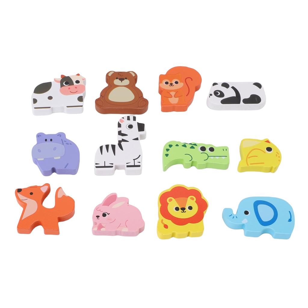 Wooden Puzzles Toys Educational Early Learning Wooden Matching Sorting Stacking Toys with Storage Box