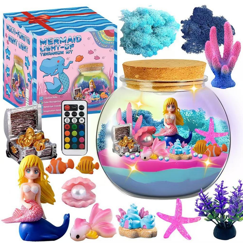 Terrarium Crafts Kit for Kids-LED Night Light Up & Remote Birthday Gifts Toys Ages5 6 7 8 9 10 Year Old-Christmas Gifts