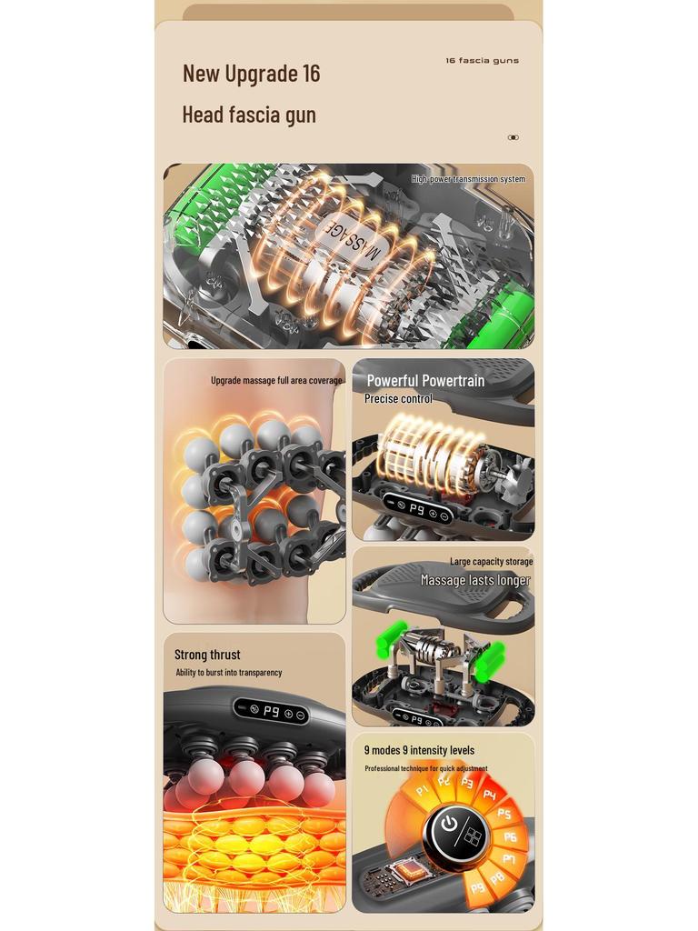 Professional Sixteen-Head Percussion Massager for Deep Muscle Relaxation