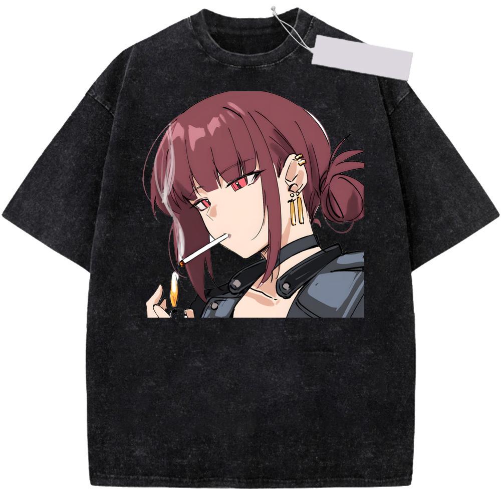 Smoking Behind the Supermarket with You Anime Washed T Shirts Streetwear Miss Yamada T-Shirts Tee Shirt Men Women Short Sleeve