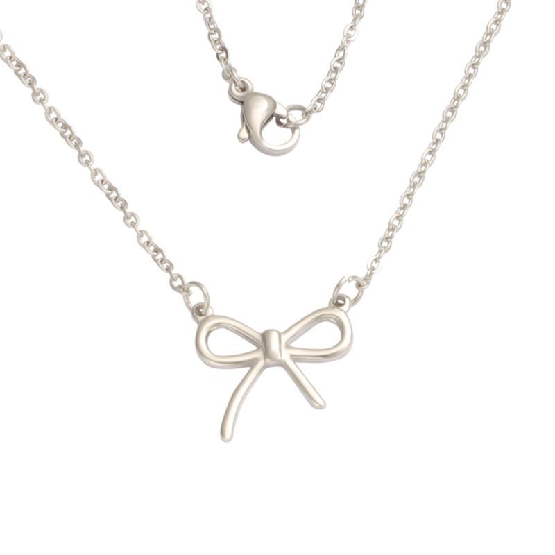 Geometry Bowknot Pendant Necklace Sweet Cool Clavicle Chain Necklace Jewelry
