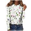 Women's Fashion Casual Long Sleeve Print Round Neck Pullover Top Blouse