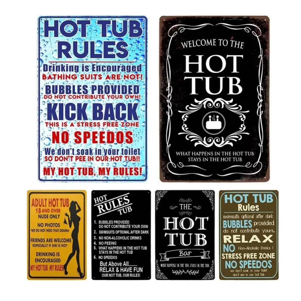 Funny Hot Tub Welcome Metal Sign (20x30cm) | Vintage | Beach/Bathroom/Bar Decor