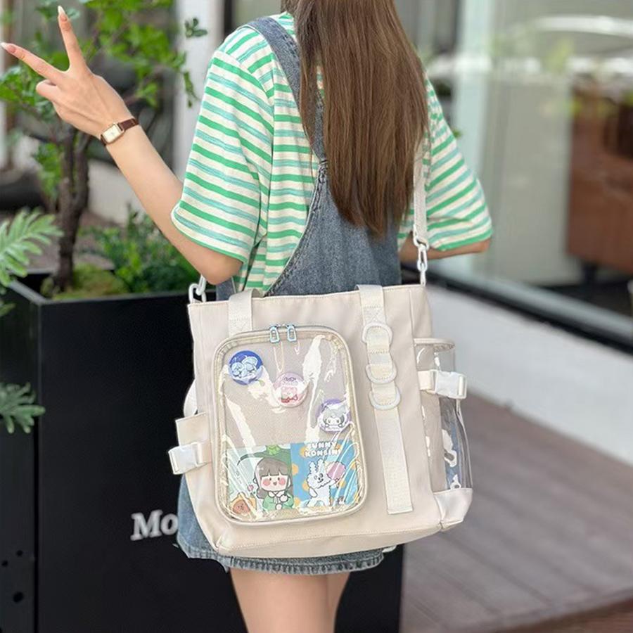 Girl Clear Pocket Large Itabag Japanese Ulzzang Nylon Single Shoulder Crossbody Bags Gift For Friends Women's Handbag Pain bag