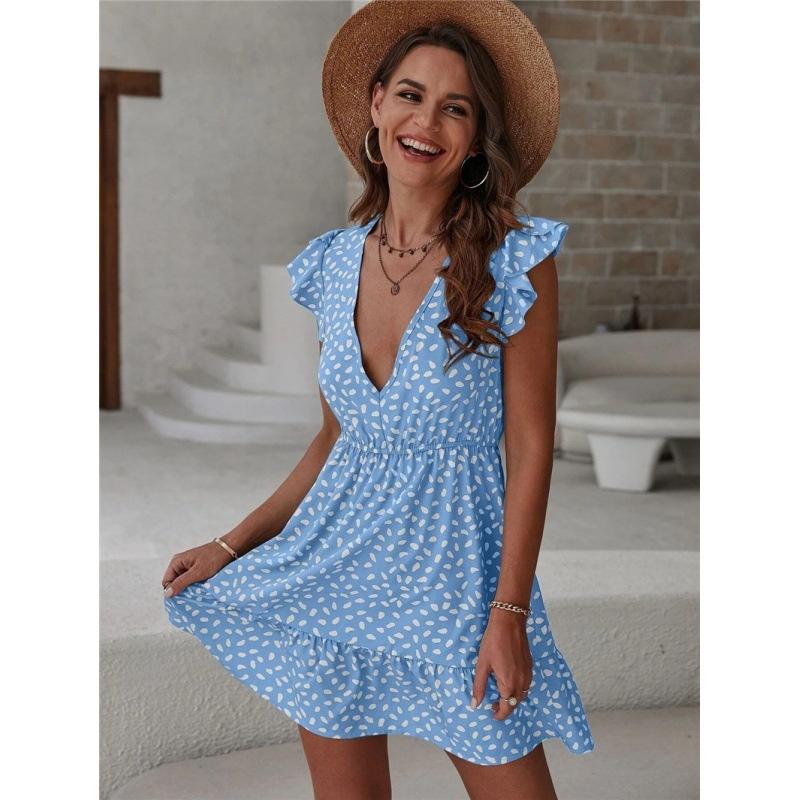 Summer European Style Women Clothing Print Sleeveless Loose Fit Maxi Dress Mini Skirt