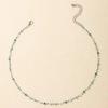 Bohemia Retro Green Crystal Beaded Pendant Necklace for Women Charm Collarbone Chain Jewelry Holiday Summer Beach Accessory Gift