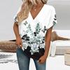 Women's Short Sleeve Shirts V Neck Print Tops Casual Tops Basic Tees Blouse Loose Tops