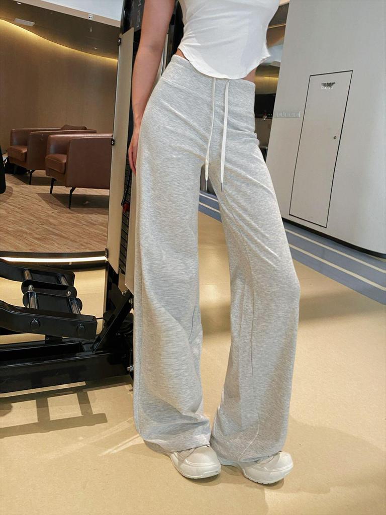 Women's Autumn Spicy Girl High-Waisted Knit Wide-Leg Pants - Versatile, Comfortable, Slimming, Casual, Floor-Length