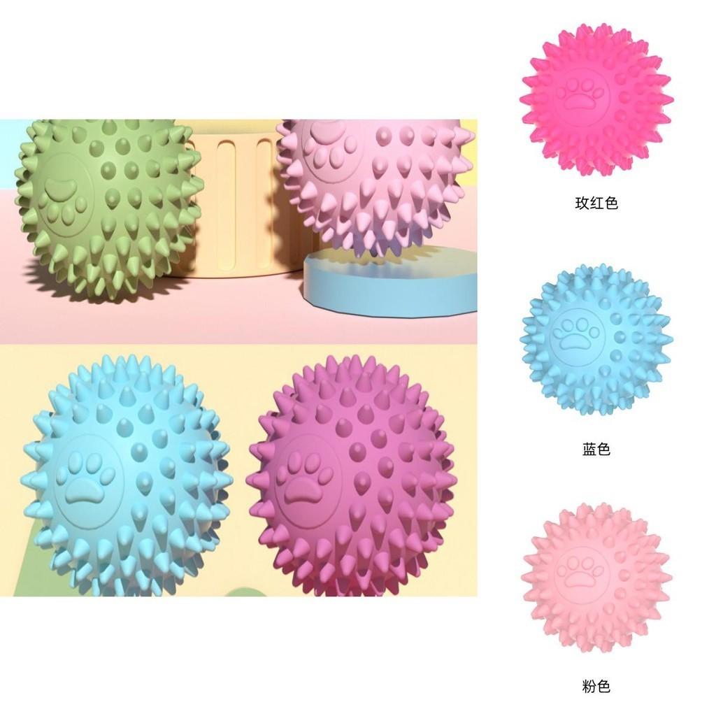 Interactive Dog Toy Ball Long-lasting Tpr Paw Print Ball For Chewing And Teeth Cleaning Assorted Colors Medium Size 35g