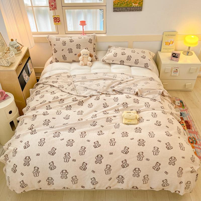 Cartoon Cute Bear Throw Blankets Super Soft Fluffy Lightweight Comfortable Flannel Couch Bed Blanket for All Season Kids Gifts