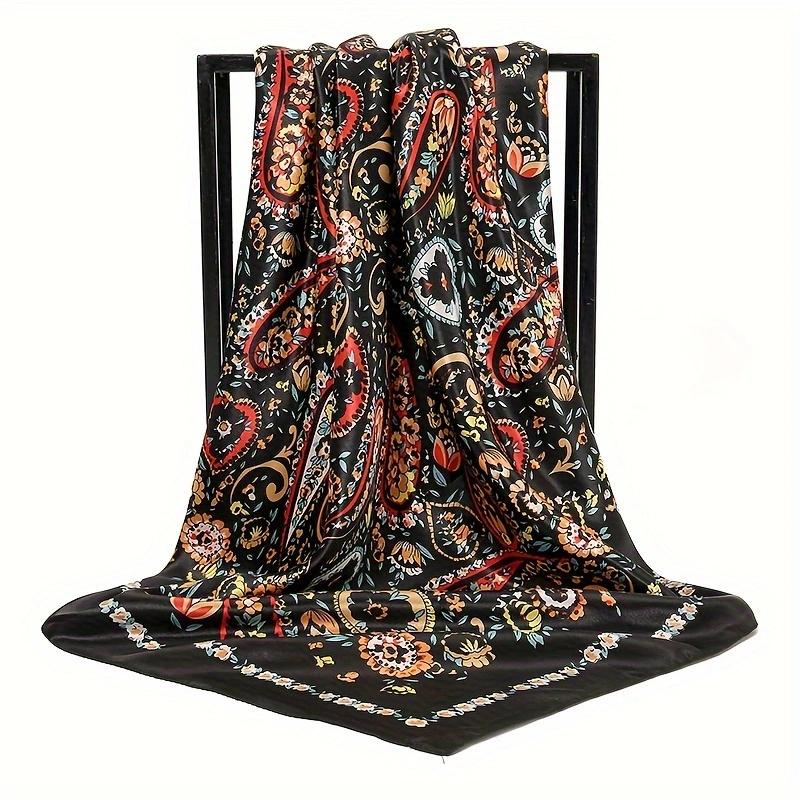 1Pcs 90Cm Cashew Pattern Silk Scarf Fashionable Bohemian Style Imitation Silk Elegant And Versatile Headscarf Scarf For Women