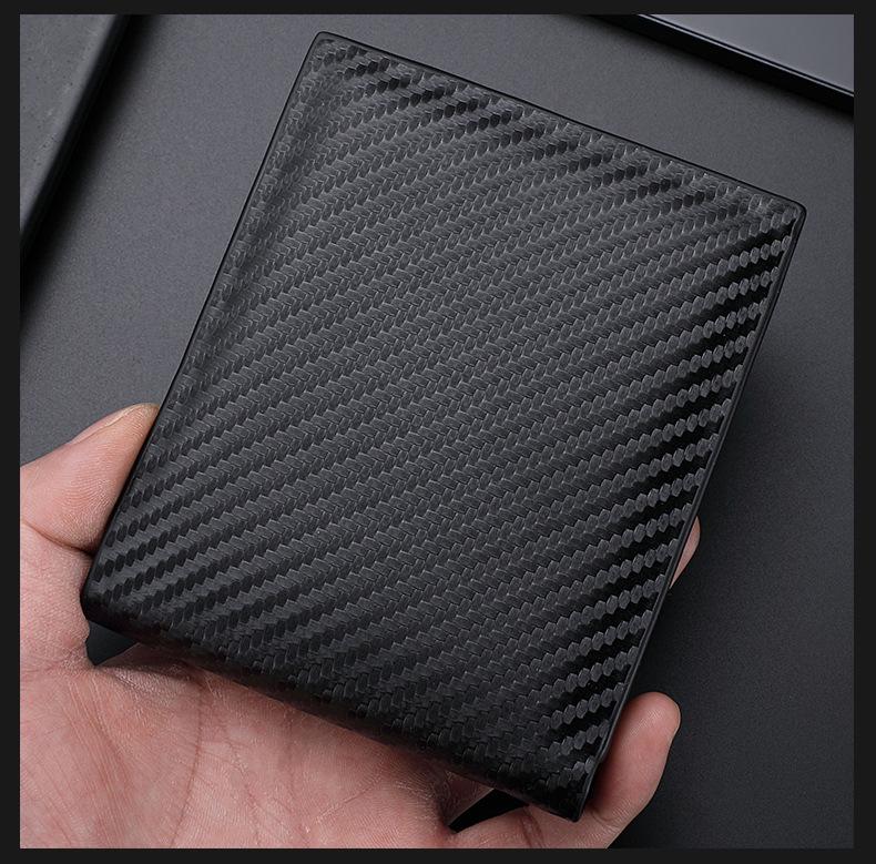Men's Carbon Fiber Zipper Card Holder - European & American Style Horizontal Wallet