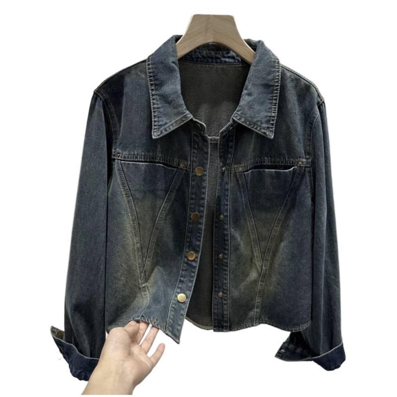 Fall/Winter Women's Retro Korean-Style Loose Denim Long-Sleeve Shirt Jacket