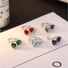 S925 Silver Plated Double Heart Zircon Rings for Women Colorful Sparkling Zirconia Ring Fashion Jewelry