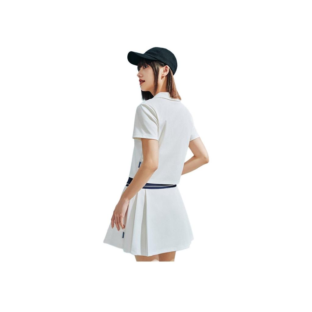 Anta X Seal Look Collaboration Life Series Comfortable Simple Short Versatile Slim Fit Letter V-Neck Short Sleeve Polo Shirt Women Tops 962528114-1