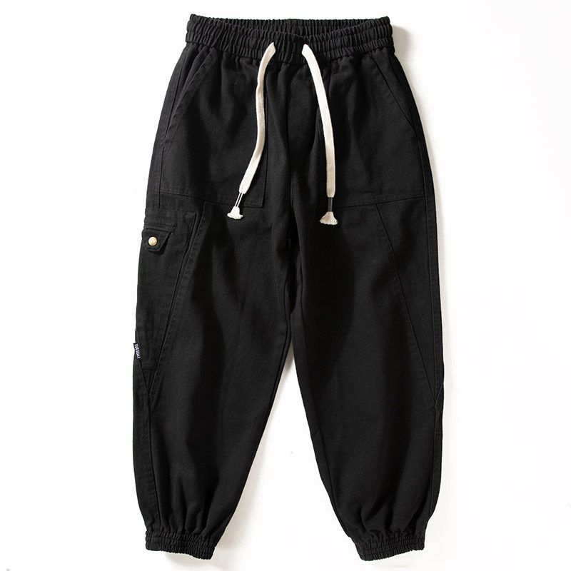 Heavy Weight Washed Youth American Street Casual Jogger Pants Black XL