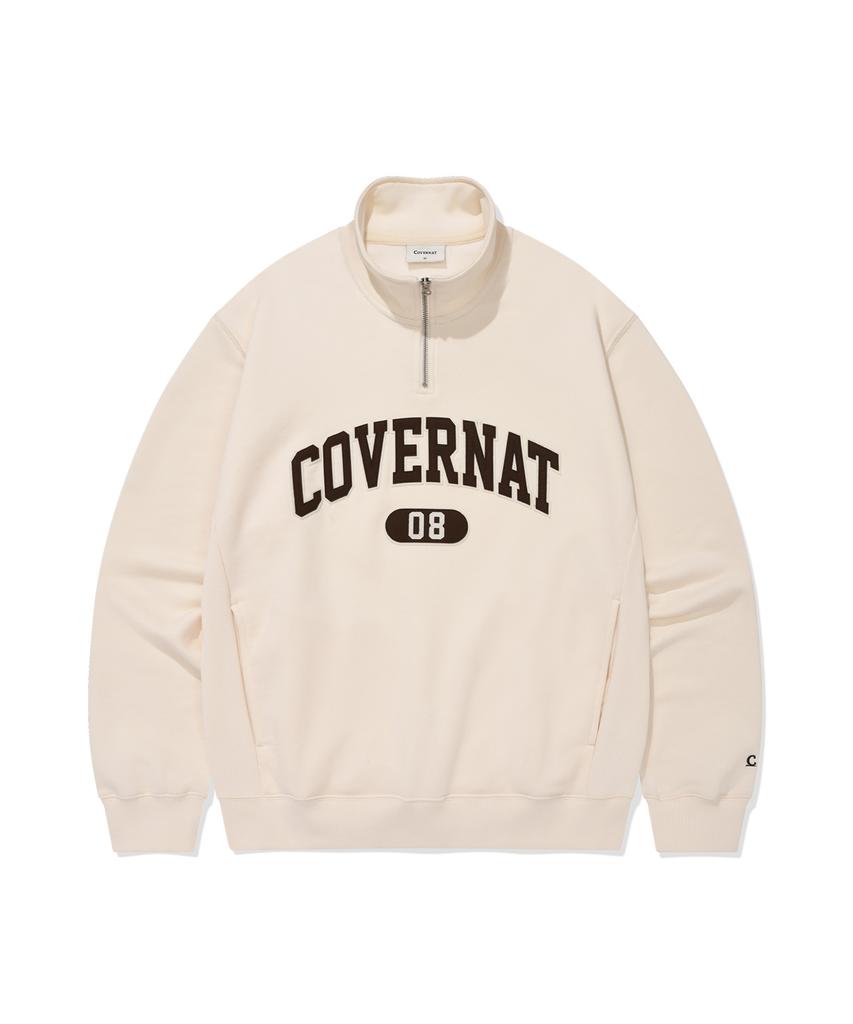 COVERNAT Arch Logo Half-Zip Sweatshirt Cream