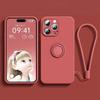 Magnetic Soft Silicone Case For 15 13 14 12 11 Pro Max X XS XR Plus Mini Phone Ring Holder Stand Cover With Wrist Strap