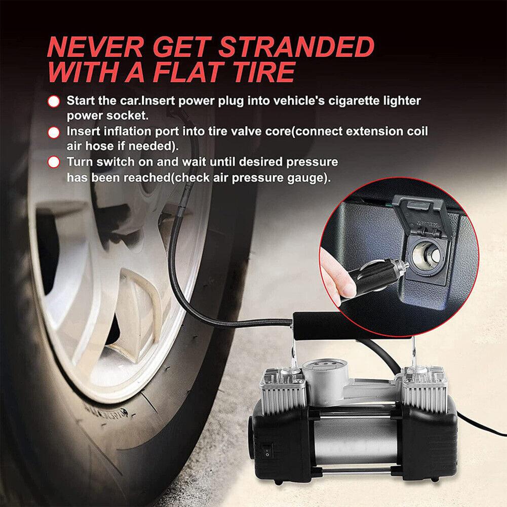 12V Car Truck Air Compressor Heavy Duty Electric Car Tyre Inflator 150PSI Portable Air Compressor Portable Dual Purpose Air Pump
