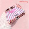 2DFlat electroplated tempered glass phone case,Pink Heart on Pastel Stripes,suitable for iPhone 18 Pro Max 17 16 15 14 13 12 11